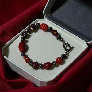 Vintage Red Glass Beaded Bracelet